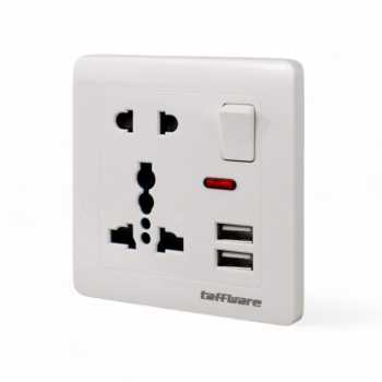 Gambar produk Taffware Stop Kontak Universal UK EU US 2 Port USB On Off Switch - LC-20