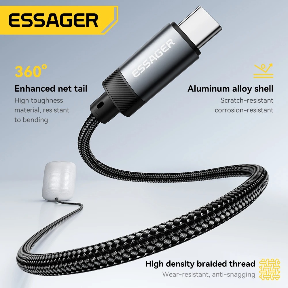 Gambar produk ESSAGER Kabel AUX 3.5mm Audio HiFi Premium Chip Braided 1M USB A - ES-YP22