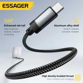 Gambar produk ESSAGER Kabel AUX 3.5mm Audio HiFi Premium Chip Braided 1M USB A - ES-YP22