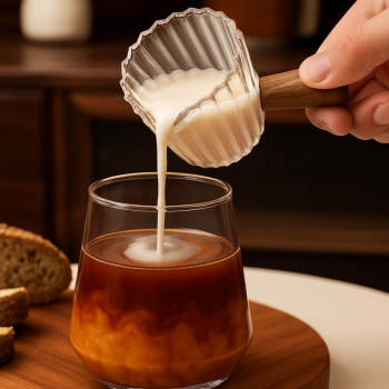 Gambar produk KESOTO Gelas Takar Kopi Espresso Shot Measuring Cup Wooden Handle 90ml - KS3