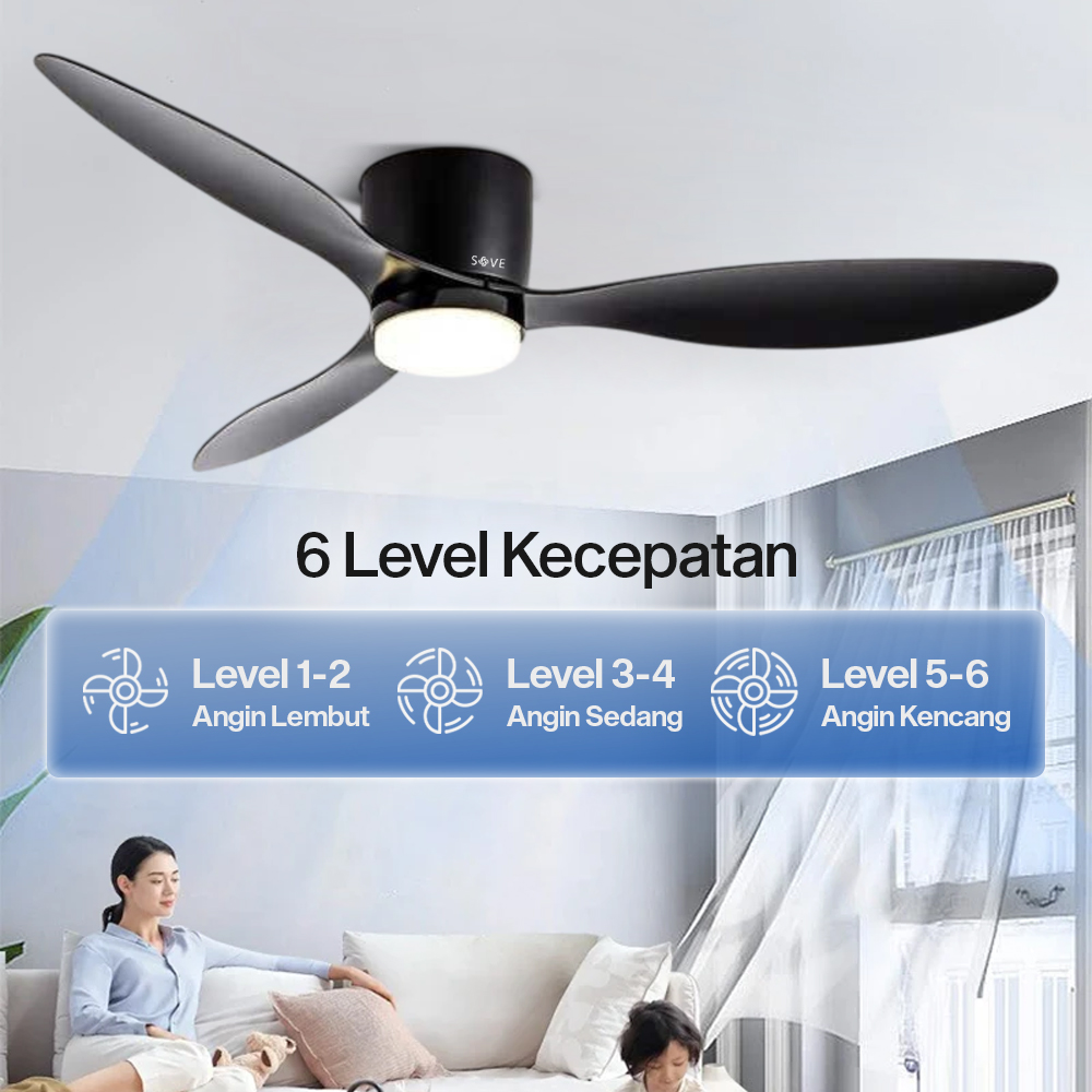 Gambar produk SOVE Kipas Angin Gantung Lampu Tri Color Ceiling Fan 52 Inch - YN-45