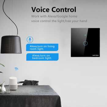 Gambar produk TaffHOME Saklar Lampu Wireless WiFi Remote Tuya Alexa Touch Control 1 Gang - TH86