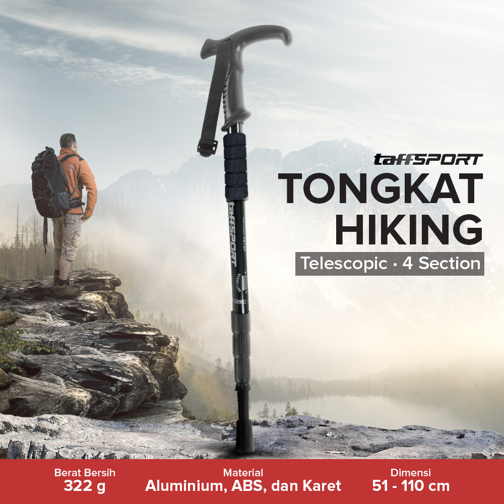 Gambar produk TaffSPORT Tongkat Hiking Telescopic Trekking Pole Aluminium 110cm - E4102