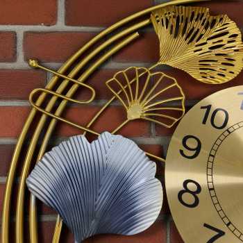 Gambar produk TaffHOME Jam Dinding Besi Elegan Ginkgo Biloba Silent Movement 66cm - 2086C