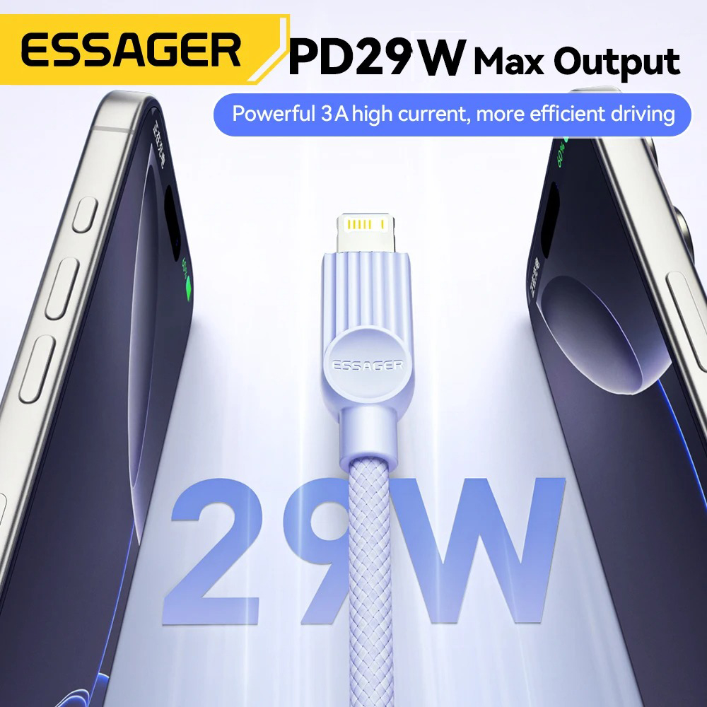 Gambar produk ESSAGER Kabel Data Type C to Lightning Fast Charging Braided 29W 2M - ES-X73