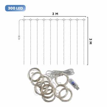 Gambar produk ANBLUB Lampu Hias Gorden String Lights Anti Air 3x3M 300LED Cool White - S-04