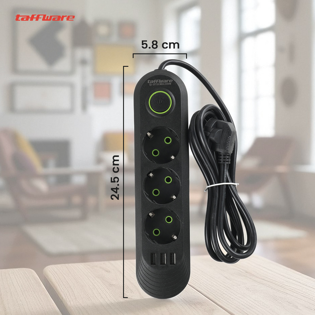 Gambar produk Taffware Stop Kontak USB Port EU Plug 10A 110-250V 2500W 3 Lubang - QL-1071U / QL-1072U
