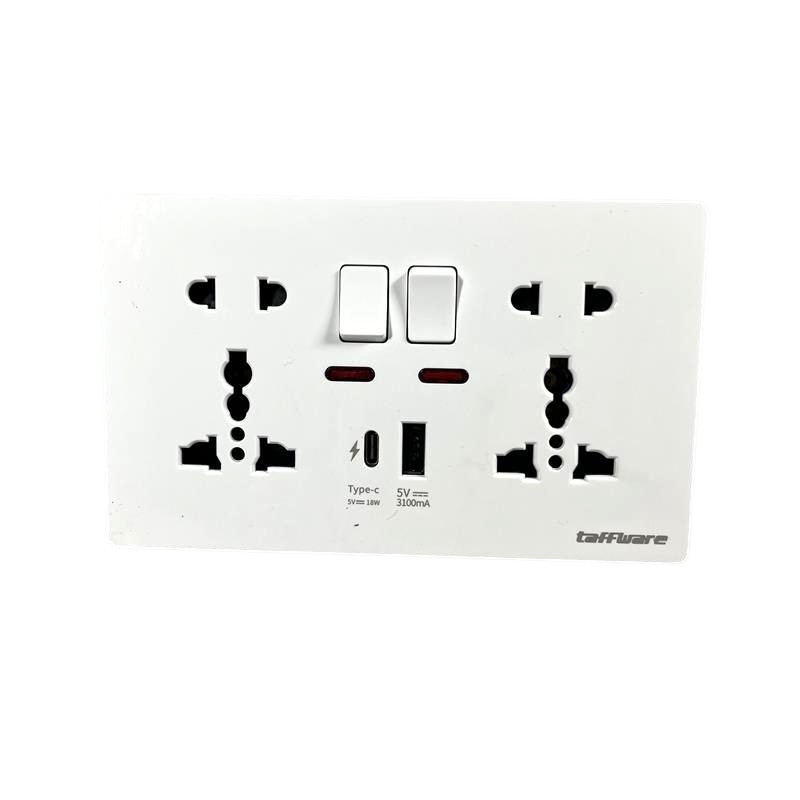 Gambar produk Taffware Stop Kontak Universal UK EU US 2 Port USB with Switch - DZE412