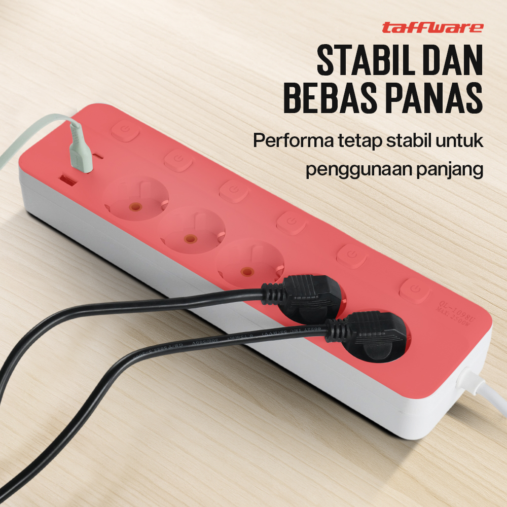 Gambar produk Taffware Stop Kontak 5 Lubang USB Type C EU Plug 10A 110-250V 2500W - QL-1098U