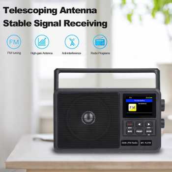AGOAL Radio Digital Portable DAB FM Bluetooth Alarm with LCD Screen - CS-806