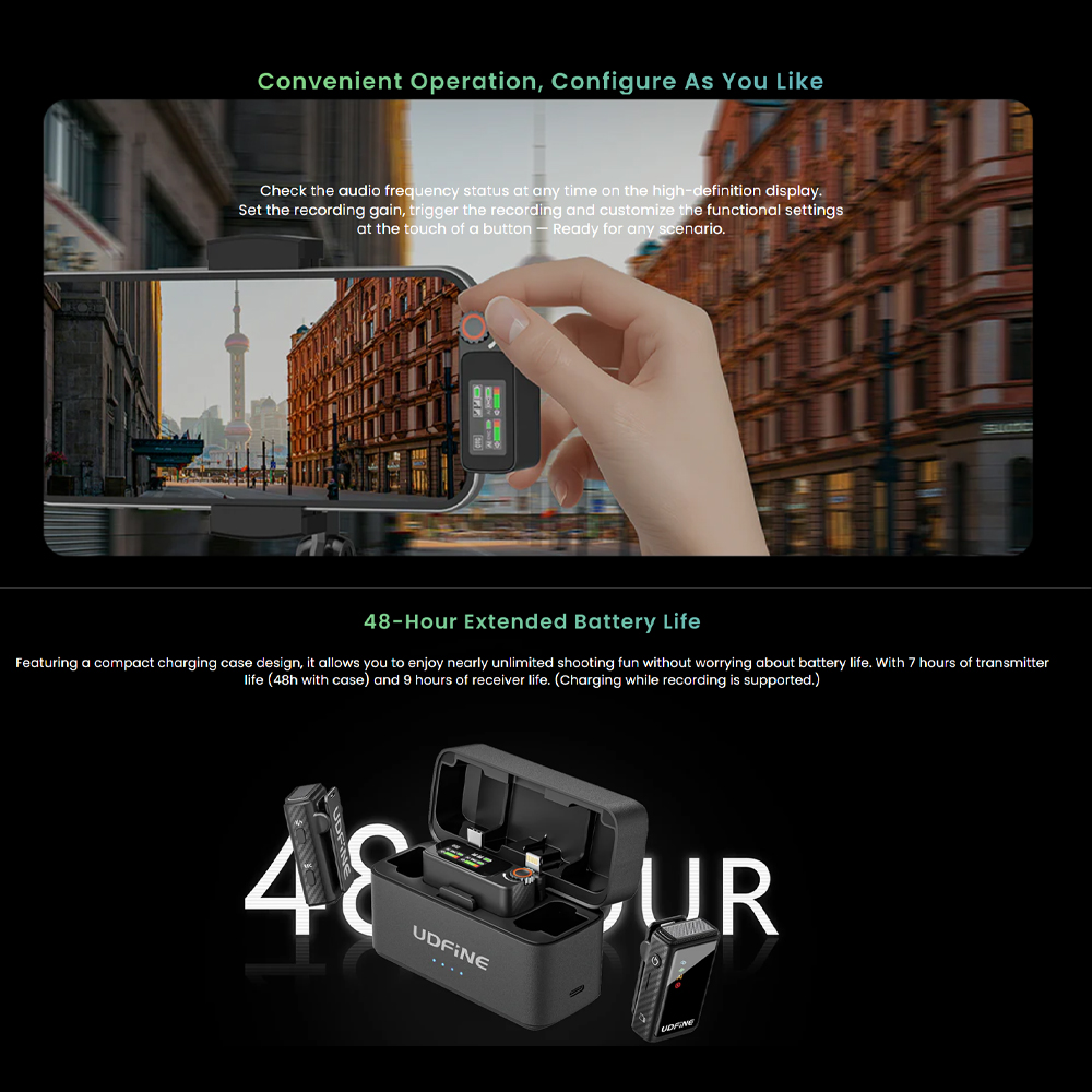 Gambar produk Udfine Mikrofon Wireless Lavalier Microphone Type C Lightning 2.4G - Udfine Mic Ultra
