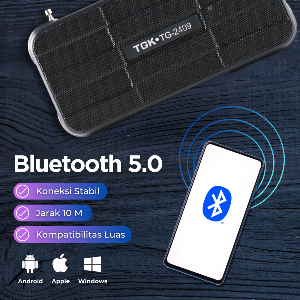 Gambar produk TGK Speaker Bluetooth Portable Solar Panel FM Radio with LED Light 16W - TG-2409