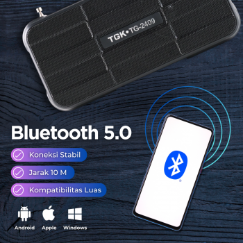 Gambar produk TGK Speaker Bluetooth Portable Solar Panel FM Radio with LED Light 16W - TG-2409