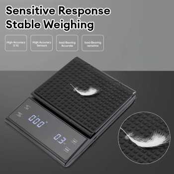 Gambar produk SCALI Timbangan Kopi Digital Timer Coffee Scale Rechargeable 3kg 0.1g - S3000
