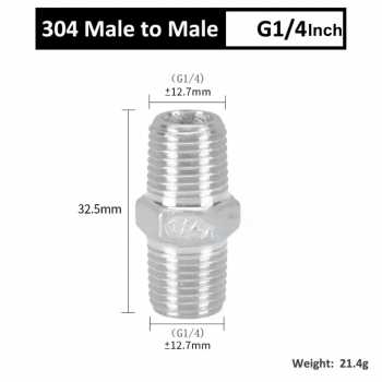 Gambar produk SHILECTI Sambungan Pipa Air Male Hex Nipple Pipe Connector 2 PCS 1/4 Inch - SC138
