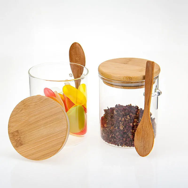 Gambar produk FMA Toples Kaca Penyimpanan Makanan Storage Glass Jar with Bamboo Lid 300ml - FM-LD1