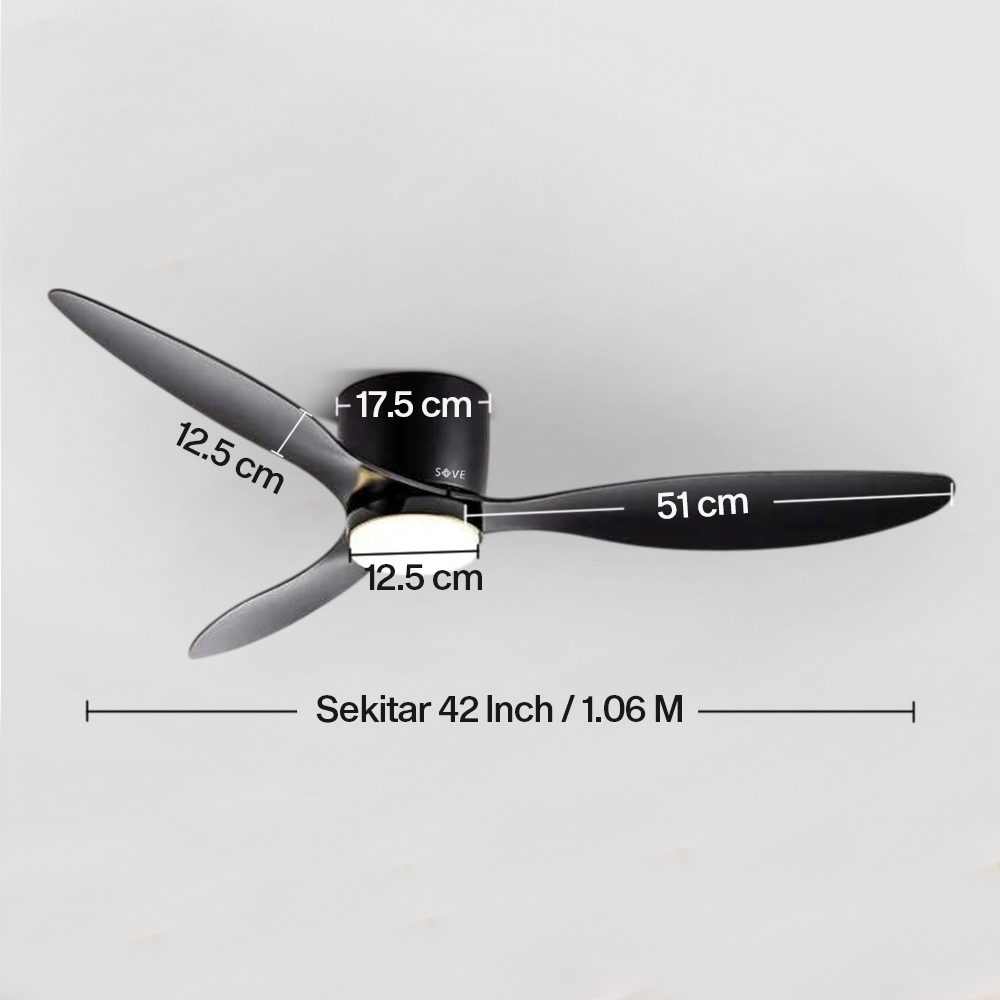 Gambar produk SOVE Kipas Angin Gantung Lampu Tri Color Ceiling Fan 42 Inch - YN-45
