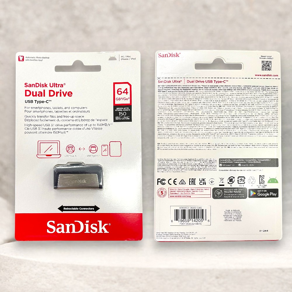 Gambar produk SanDisk Ultra Dual Drive USB Type C 3.1 Gen 1 64GB - SDDDC2