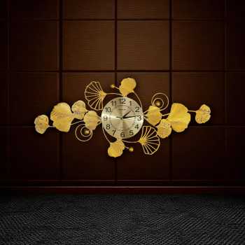 TaffHOME Jam Dinding Besi Elegan Ginkgo Biloba Silent Movement 91cm - 2221JH
