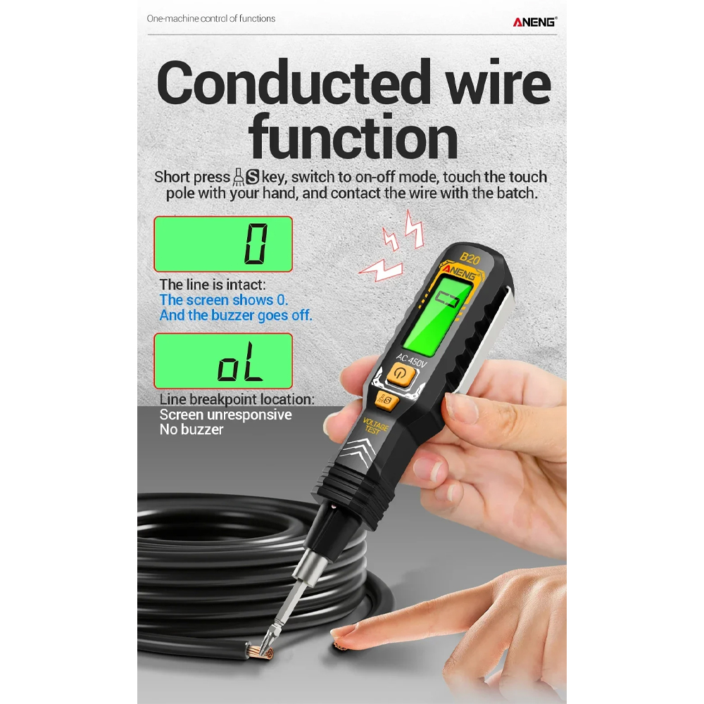 Gambar produk ANENG Obeng Tespen Tester Pen Non Contact Digital Display Alarm - B20