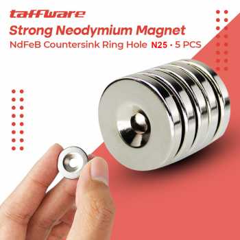 Gambar produk Taffware Strong Neodymium Magnet NdFeB Countersink Ring Hole N25 5 PCS - D21