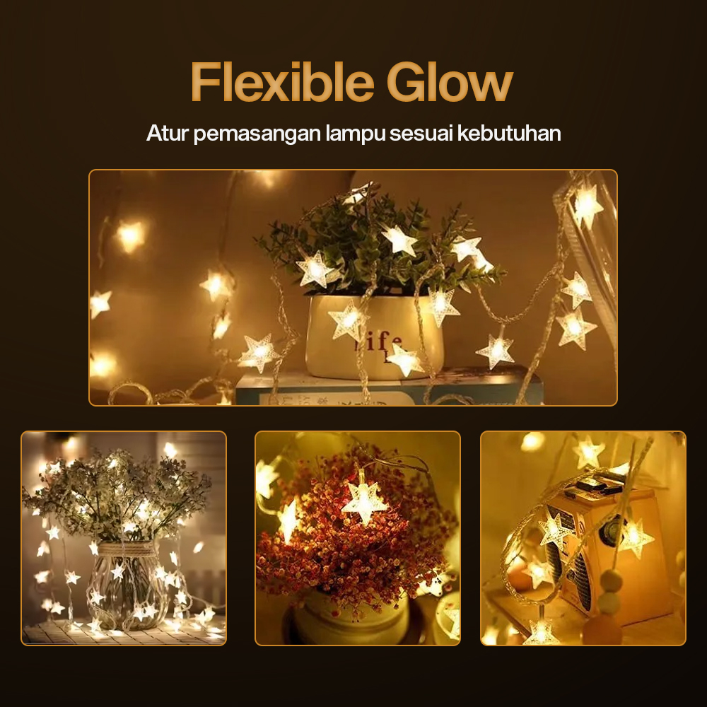 Gambar produk DKG Lampu Hias String Lights Star Shape Battery Power 20 LED 3M - 2G11