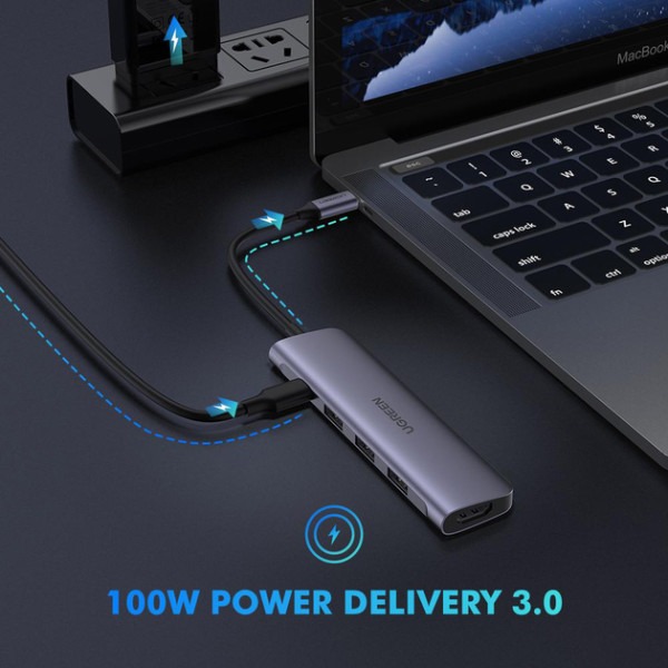 Gambar produk UGREEN USB Hub Type C 5in1 USB Type C USB 3.0 4K HDMI PD 100W - CM136