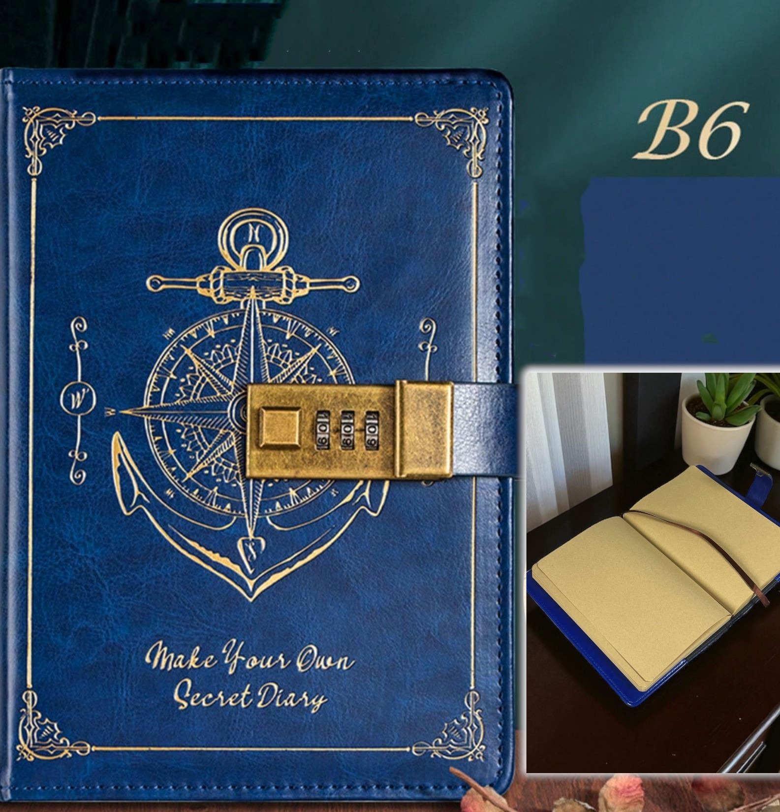 Gambar produk Pirates Buku Jurnal Leather Vintage B6 200 Halaman Grid with Lock - INU148