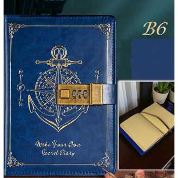 Pirates Buku Jurnal Leather Vintage B6 200 Halaman Grid with Lock - INU148
