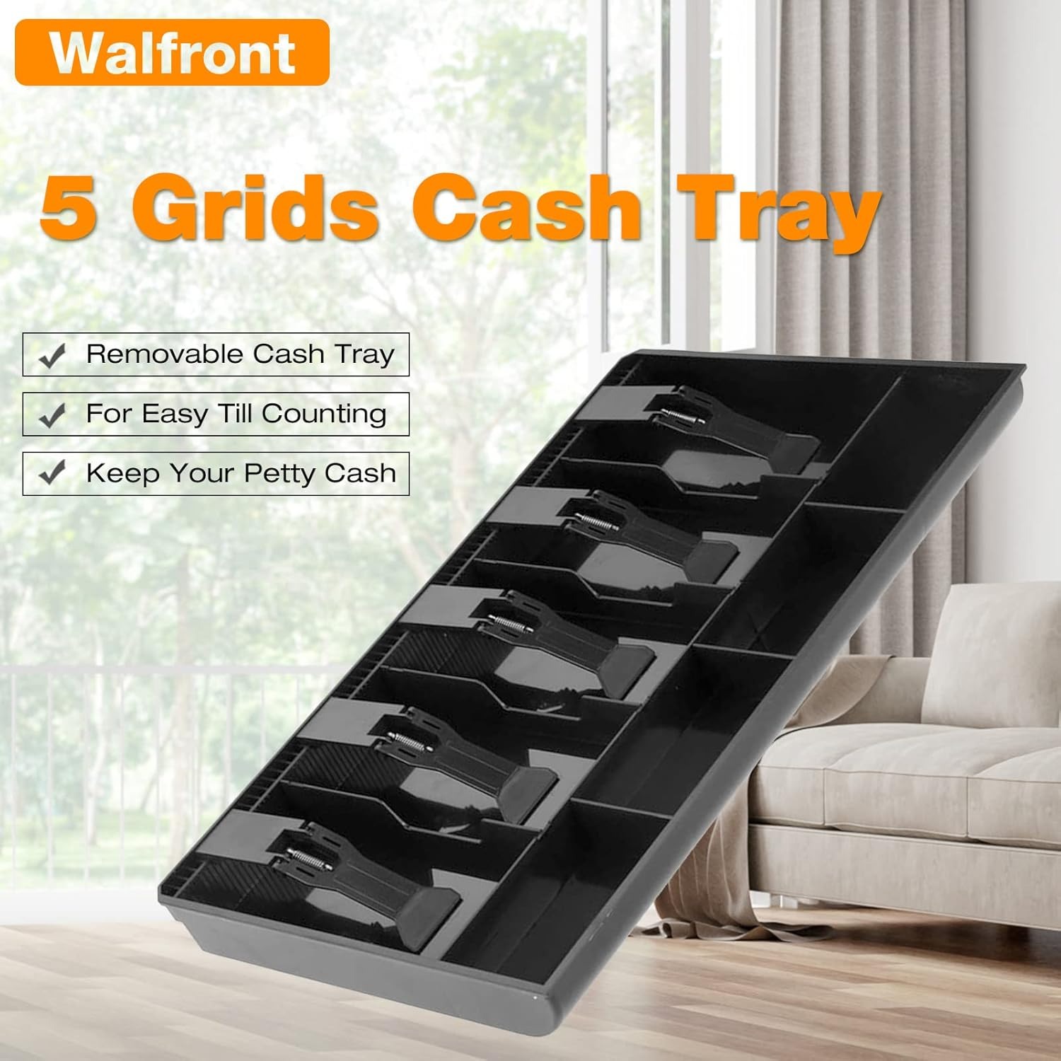 Gambar produk DZL Laci Uang Kasir 5 Sekat Plastik Coin Cash Drawer Tray - D-5