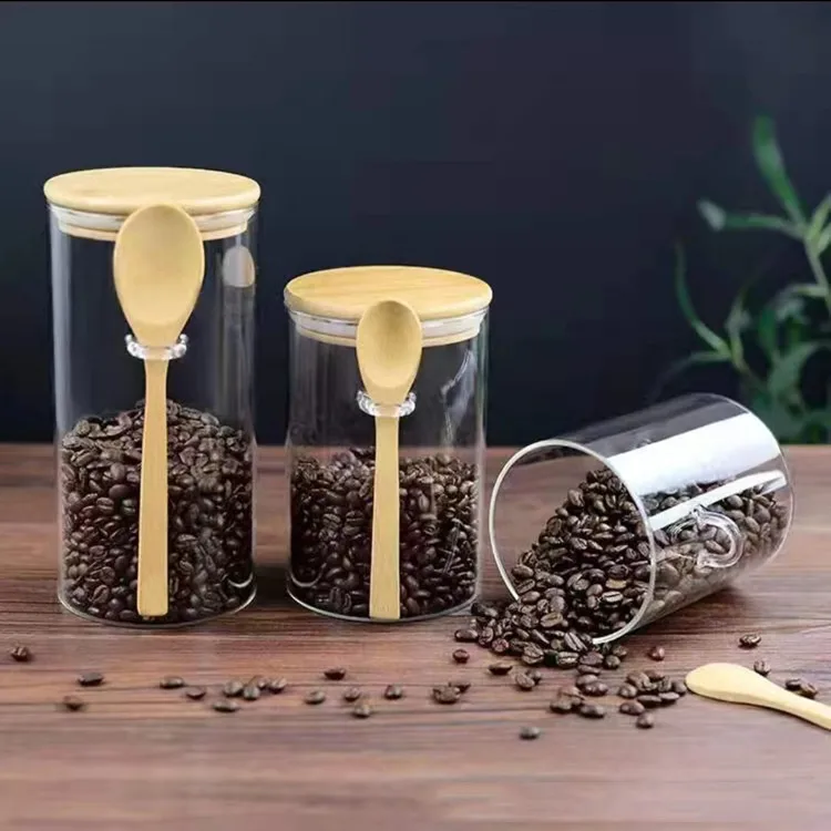 Gambar produk FMA Toples Kaca Penyimpanan Makanan Storage Glass Jar with Bamboo Lid 300ml - FM-LD1
