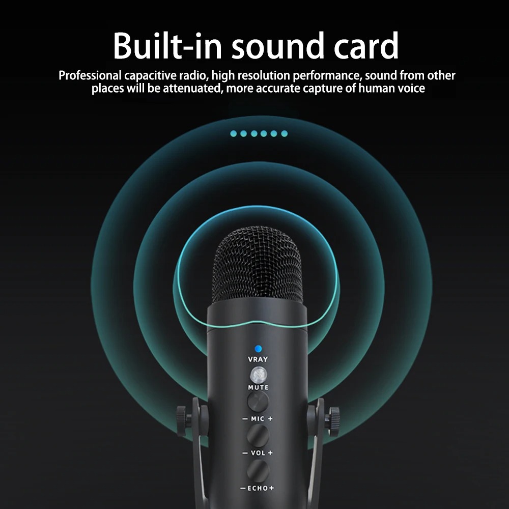 Gambar produk ICREATIVE Mikrofon Kondenser USB Condenser Microphone U Shaped Frame - JD-900