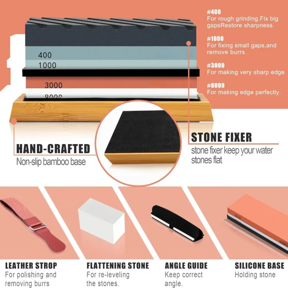 Gambar produk Chefic Batu Pengasah Pisau Knife Sharpener 400/1000 3000/8000 2PCS - CF413
