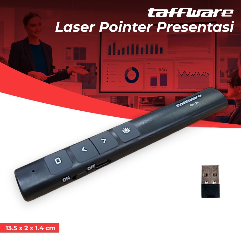 Gambar produk Taffware Laser Pointer Presentasi Pen Remote Wireless 100M 2.4 GHz - QS-216