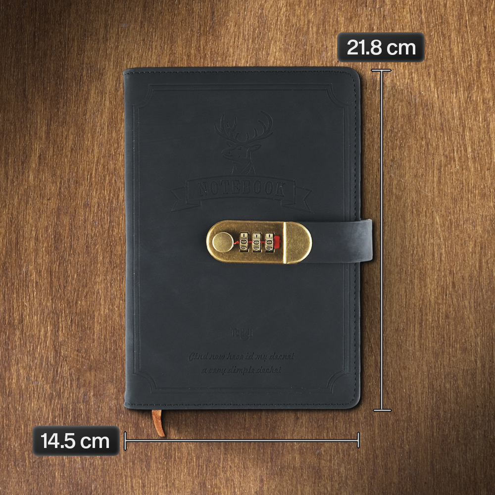 Gambar produk Toddi Buku Jurnal Leather Notebook Diary 80GSM 265 Halaman with Lock - TD-A5