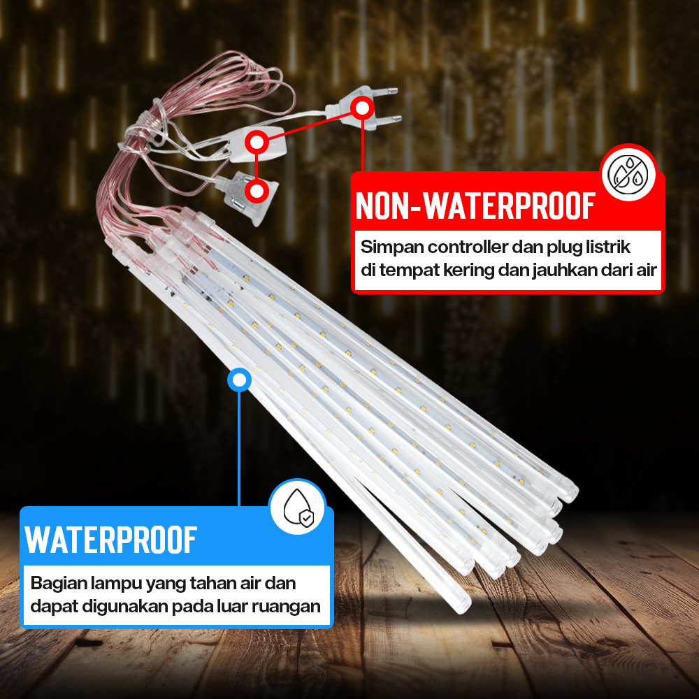 Gambar produk STUXMOS Lampu Hias String Lights Meteor Waterproof Warm White 8PCS - XH480
