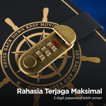 Gambar produk Toddi Buku Jurnal Leather Vintage Pirate A5 200 Halaman Grid with Lock - 10001