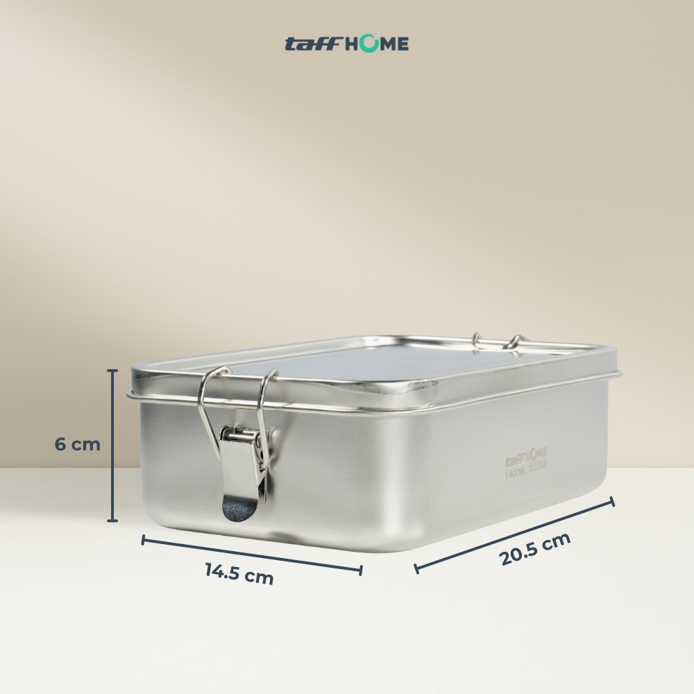 Gambar produk TaffHOME Kotak Makan Lunch Box Stainless Steel 304 2 Grid 1400ml - UP-14