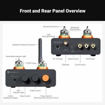 Gambar produk Fosi Audio Preamp Tube Bluetooth QCC3031 AptX LL HD Bass and Treble - GR40