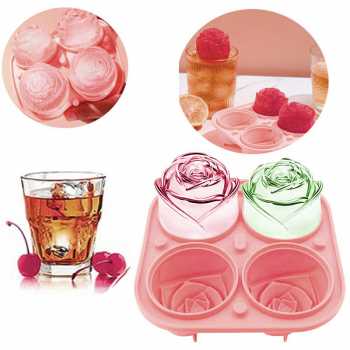 Gambar produk FRD Cetakan Es Batu Silikon Mawar 4 Grid Ice Cube Mold - F-10