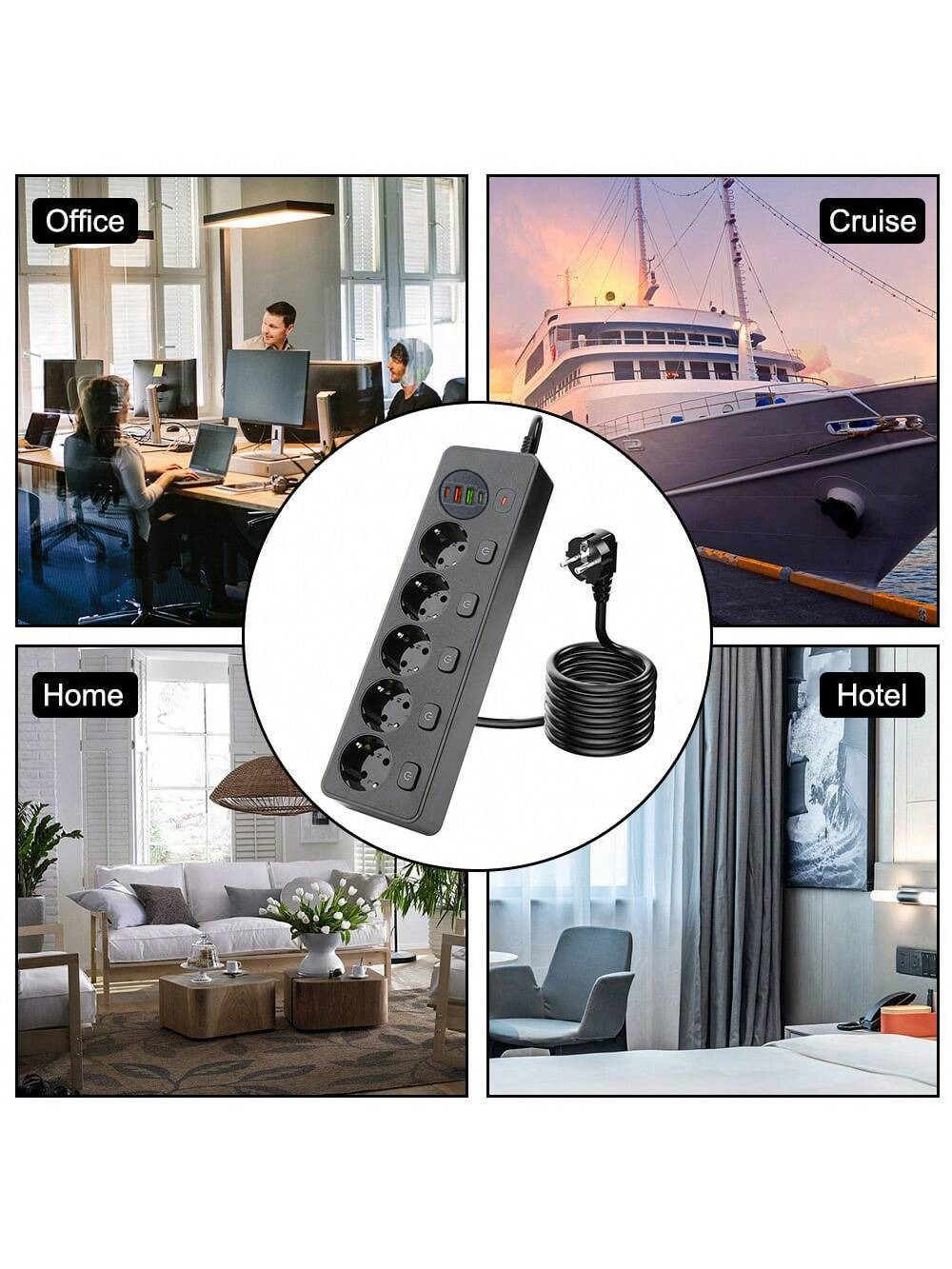 Gambar produk PUJIMAX Stop Kontak Power Strip Colokan Listrik USB 250V 3250W 5 Plug - BKL-505EU