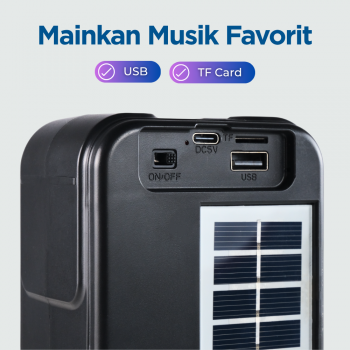 Gambar produk TGK Speaker Bluetooth Portable Solar Panel FM Radio with LED Light 16W - TG-2409