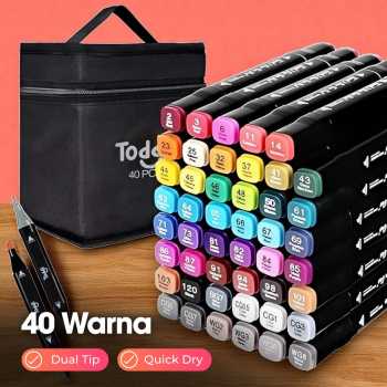 Toddi Spidol Dual Side Fine Art Brush Art Marker Set 40 Warna - CY-006