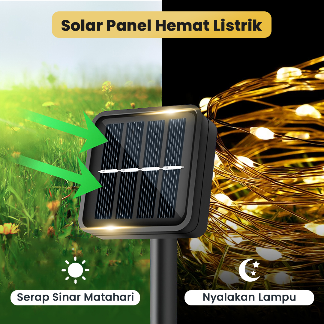 WELPUR Lampu Hias String Lights Solar Power Waterproof 200LED 22M - LISM-11 Gambar produk WELPUR Lampu Hias String Lights Solar Power Waterproof 200LED 22M - LISM-11
