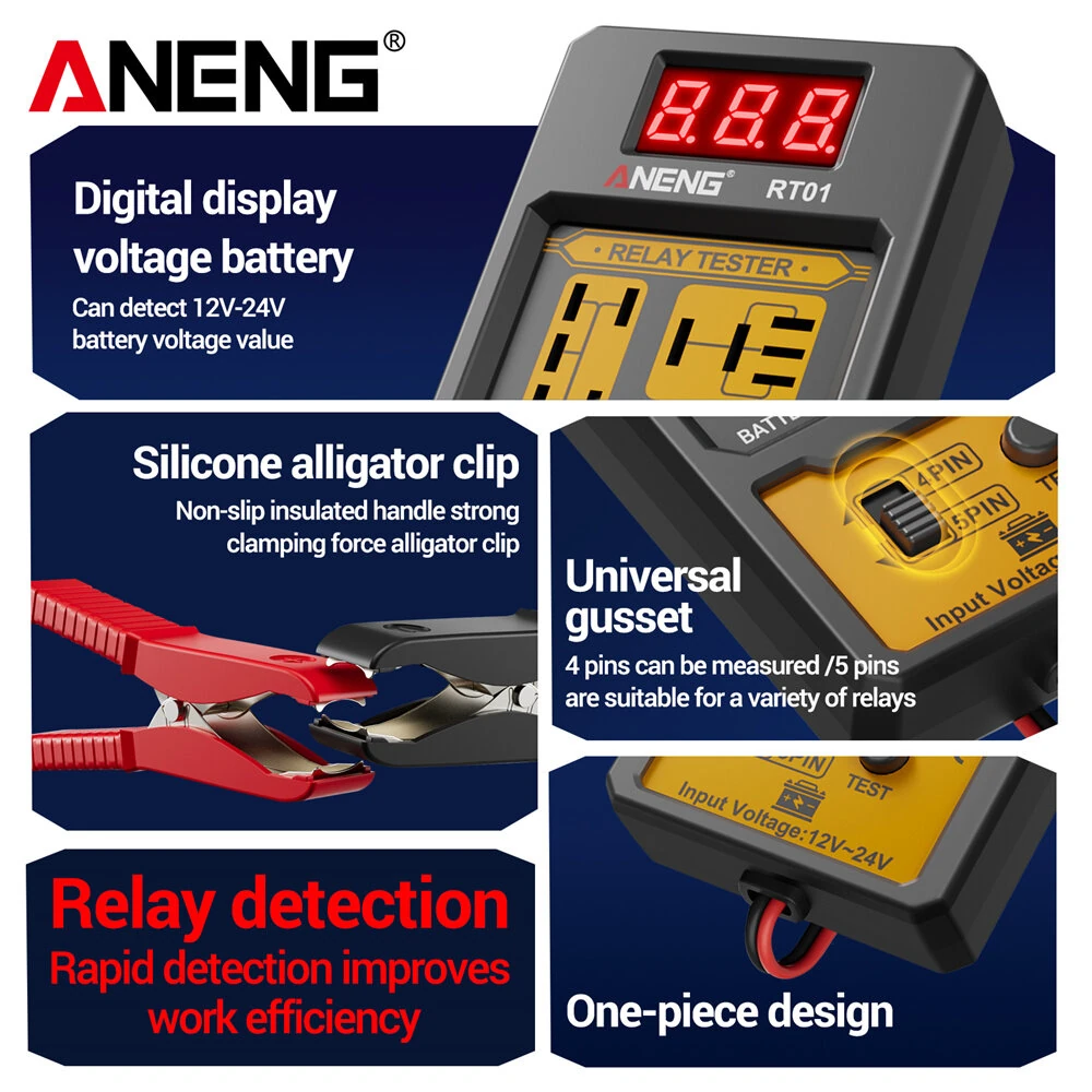Gambar produk ANENG RT01 Automotive Relay Tester Digital Voltage 4-Pin 5-Pin 12V 24V - RT01