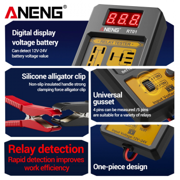 Gambar produk ANENG RT01 Automotive Relay Tester Digital Voltage 4-Pin 5-Pin 12V 24V - RT01