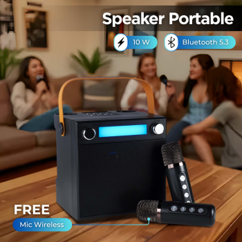 MUWIND Speaker Bluetooth Karaoke Portable RGB with 2 Wireless 10W - WJ-A837
