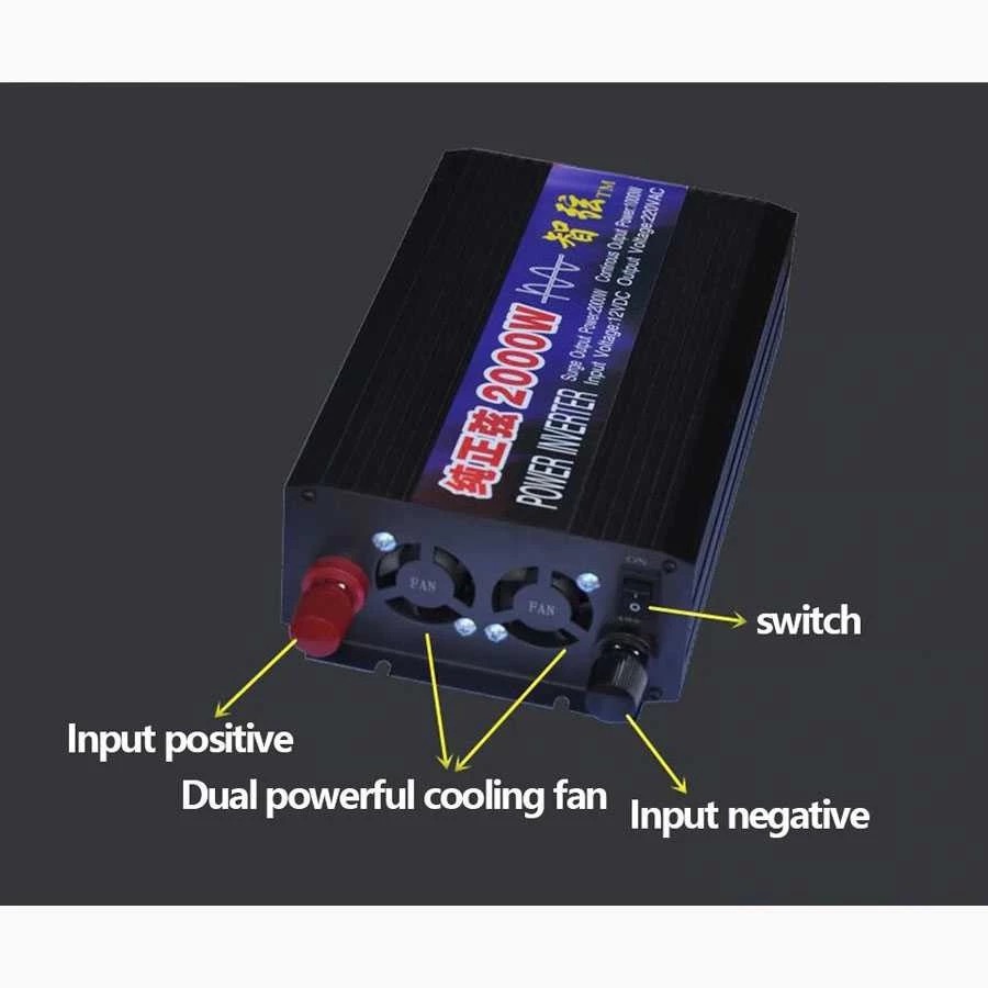 Gambar produk BEZAX Power Inverter Mobil Pure Sine Wave DC 60V to AC 220V 2000W - B620