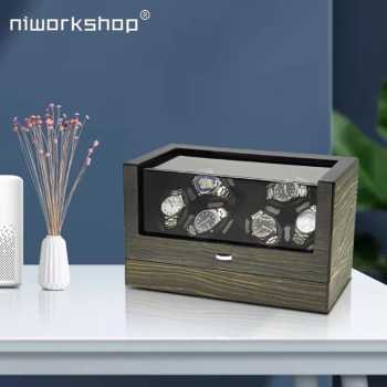 Gambar produk Niworkshop Watch Winder Box Automatic Kotak Display Jam Tangan 6 Slot - WX-3366