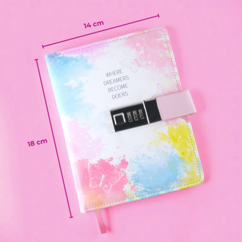 Gambar produk JIALILI Buku Diary Notebook Catatan Jurnal B6 256 Halaman with Lock Butterfly - F-5